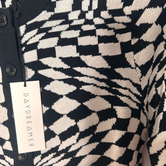 NWT DAYDREAMER Eclipse Wave Women’s Cardigan  Black White size XS - Picture 9 of 13